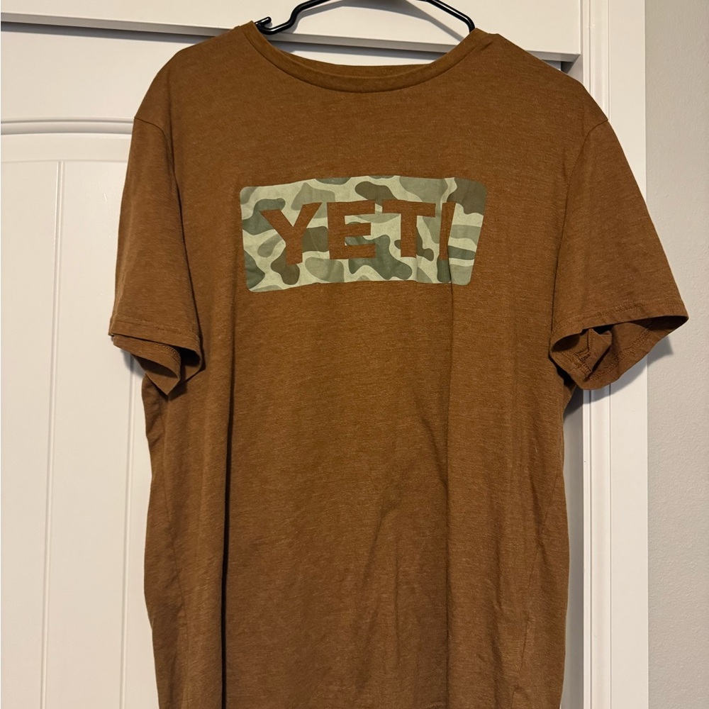 YETI Camouflage Logo Brown T-Shirt